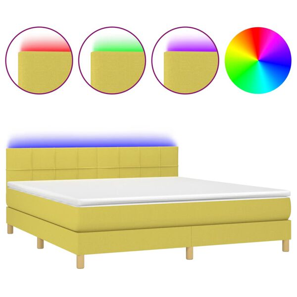 vidaXL Sommier &agrave; lattes de lit avec matelas LED Vert 180x200 cm Tissu
