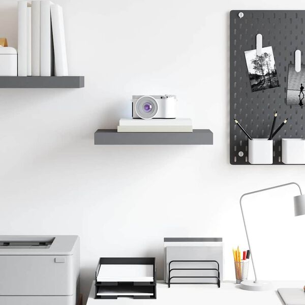 vidaXL &Eacute;tag&egrave;re murale flottante Gris brillant 40x23x3,8 cm MDF