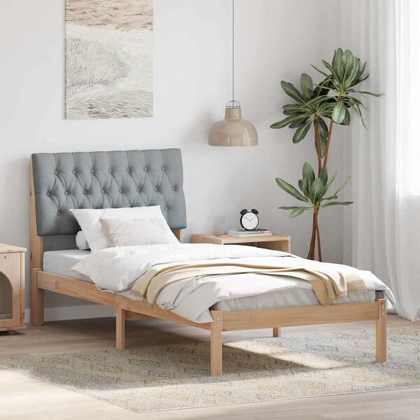 vidaXL Cadre de lit avec t&ecirc;te de lit rembourr&eacute;e Marron 90 x 200 cm