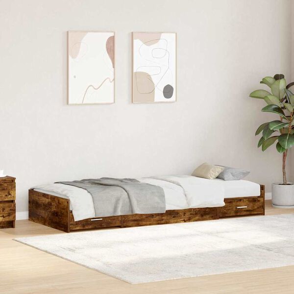 vidaXL Cadre de lit Ch&ecirc;ne fum&eacute; 80 x 200 cm Bois d'ing&eacute;nierie