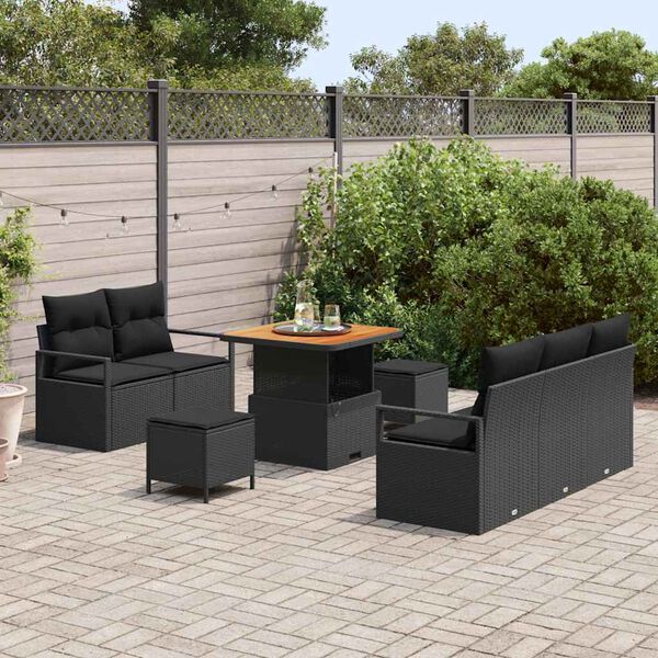 vidaXL Ensemble de canapé de jardin avec coussin 8 pcs Noir