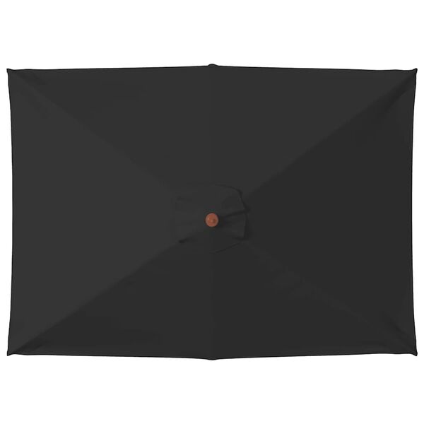 vidaXL Parasol de jardin avec m&acirc;t en bois noir 150x200 cm