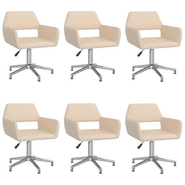 vidaXL Chaises pivotantes &agrave; manger lot de 6 Cr&egrave;me Tissu