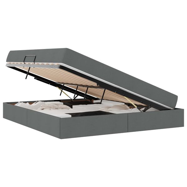 vidaXL Lit avec rangement et matelas Gris fonc&eacute; 160 x 200 cm Polyester