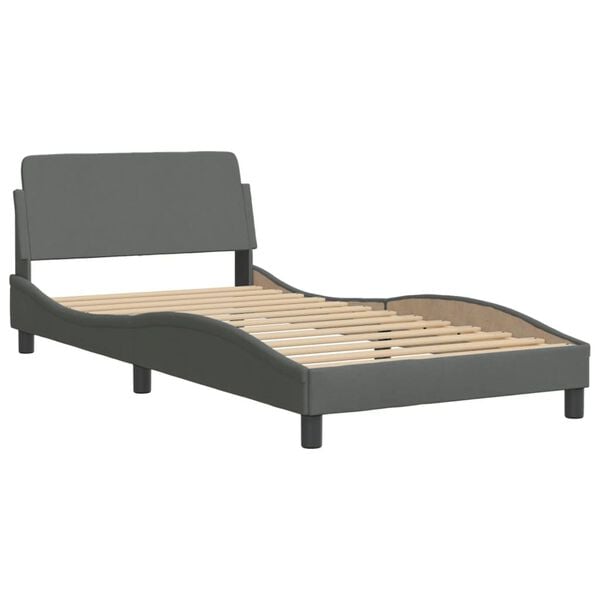 vidaXL Lit avec matelas Hvar gris foncé 100x200 cm tissu
