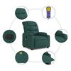 vidaXL Fauteuil inclinable de massage vert foncé tissu