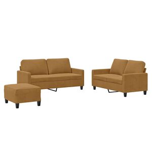 vidaXL Ensemble de canap&eacute;s 3 pcs avec coussins Marron Velours