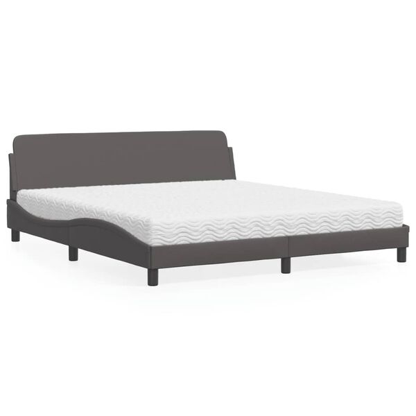 vidaXL Lit avec matelas Dover gris 180x200 cm similicuir