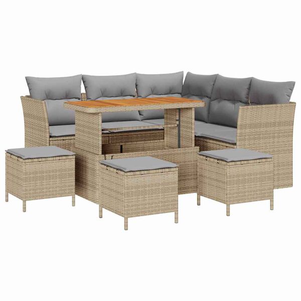 vidaXL Ensemble de canap&eacute; de jardin 9 pcs beige et gris clair