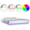 vidaXL Cadre de lit &agrave; LED sans matelas blanc bois massif