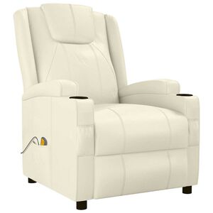 vidaXL Fauteuil de massage blanc cr&egrave;me similicuir