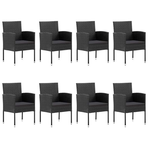 vidaXL Ensemble &agrave; manger de jardin 9 pcs Noir