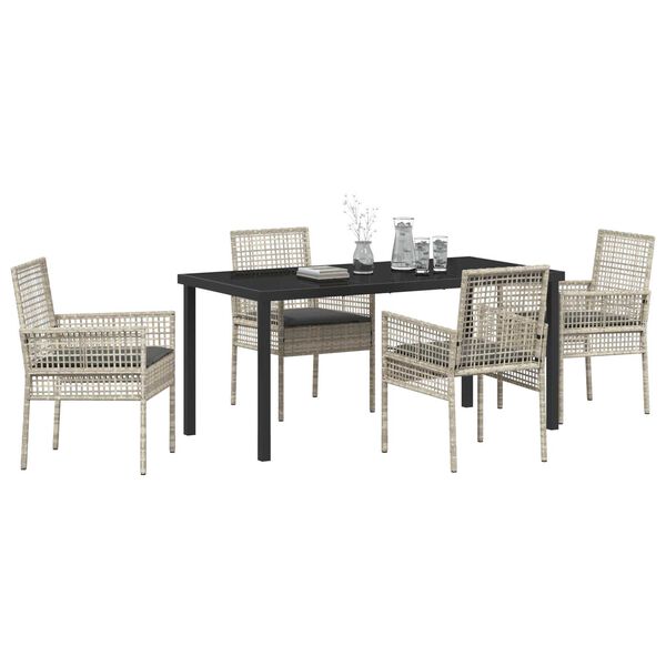 vidaXL Ensemble de salle &agrave; manger pour jardin 5 pcs Gris clair