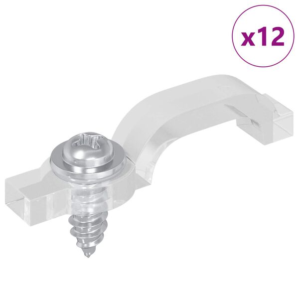 vidaXL Clips de bande LED 12 pcs Transparent 23,8 x 7,3 x 4,3 mm
