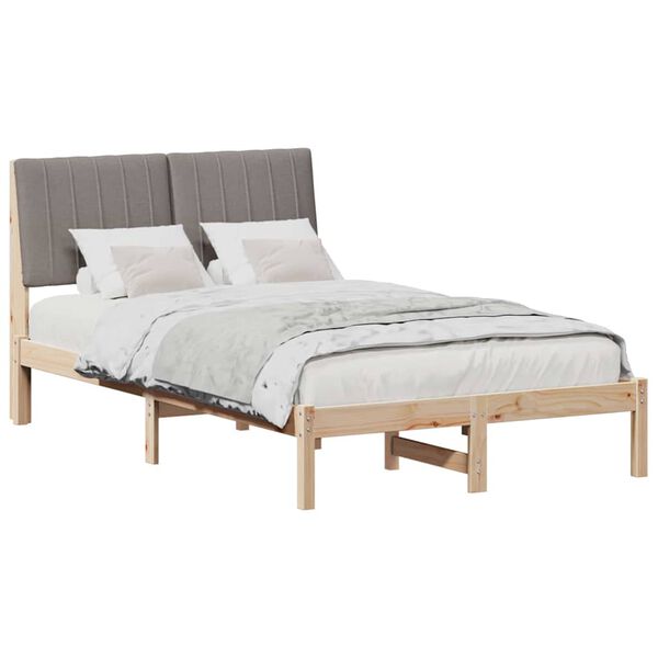 vidaXL Cadre de lit avec t&ecirc;te de lit Marron 120 x 190 cm Pin massif