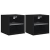 vidaXL Meubles TV muraux avec lumi&egrave;res LED 2 pcs noir 30x28,5x30 cm