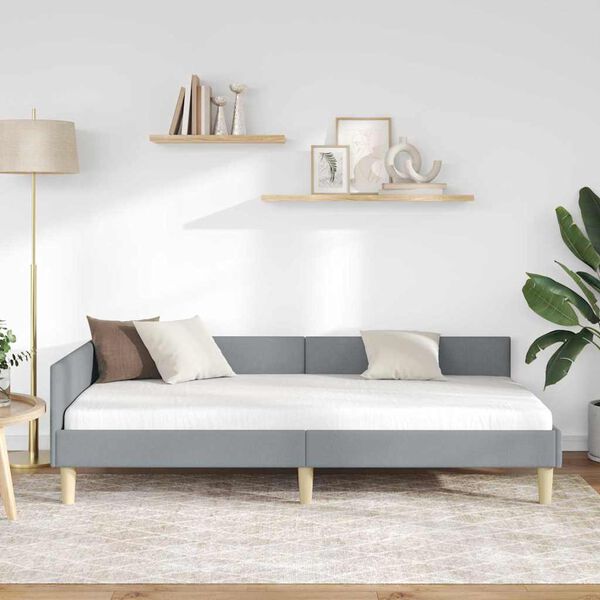 vidaXL Cadre de lit d'angle Gris clair 90 x 190 cm tissu
