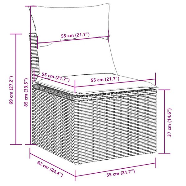vidaXL Salon de jardin 11 pcs avec coussins noir r&eacute;sine tress&eacute;e