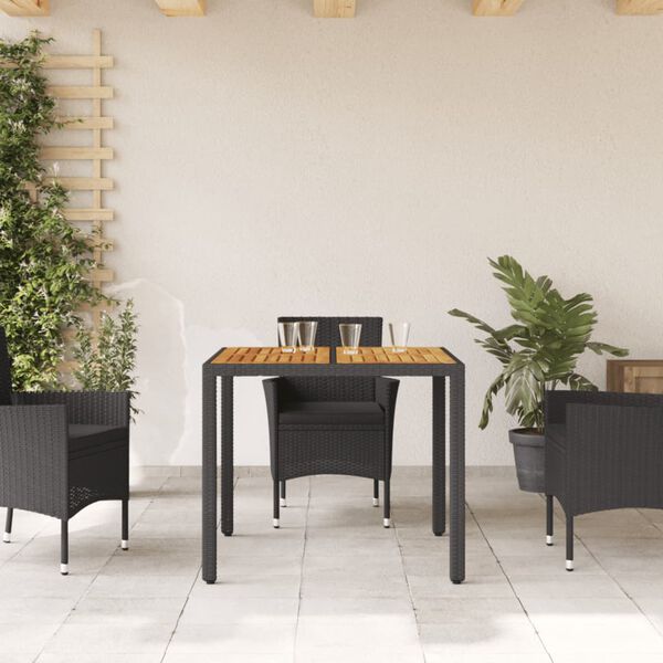 vidaXL Table de jardin Noir 90x90x75 cm R&eacute;sine tress&eacute;e
