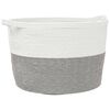 vidaXL Panier &agrave; linge gris et blanc &Oslash;60x36 cm coton