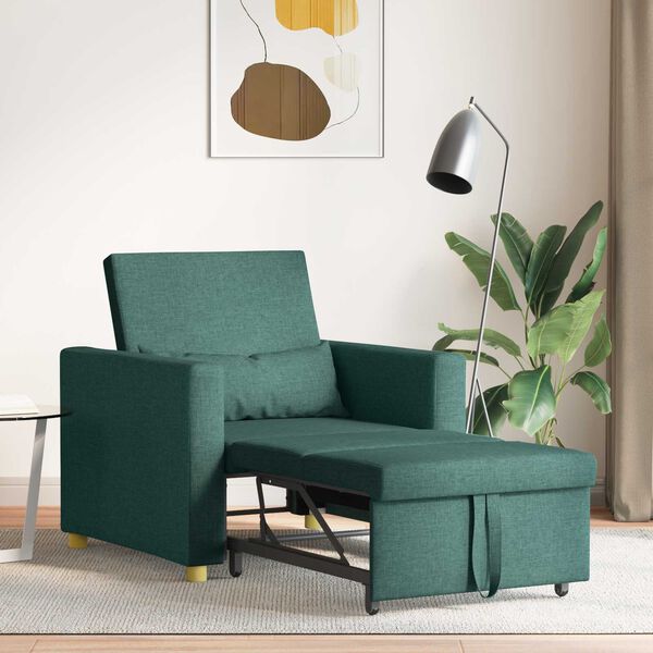 vidaXL Canap&eacute;-lit escamotable simple Vert fonc&eacute; 90 x 165 x 87 cm tissu