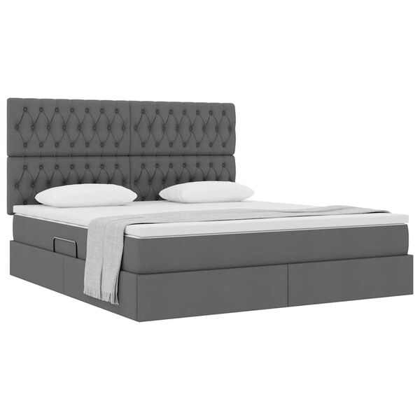 vidaXL Lit avec rangement et matelas Gris fonc&eacute; 160 x 200 cm Polyester