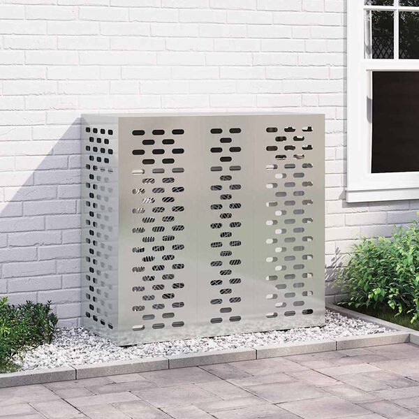 vidaXL Housse de climatiseur Argent 110 x 50 x 105 cm Acier galvanis&eacute;