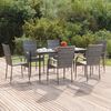 vidaXL Ensemble &agrave; manger de jardin 7 pcs Gris R&eacute;sine tress&eacute;e