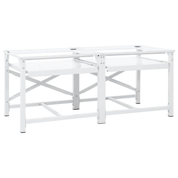 vidaXL Double socle pour machine &agrave; laver &eacute;tag&egrave;res coulissantes blanc
