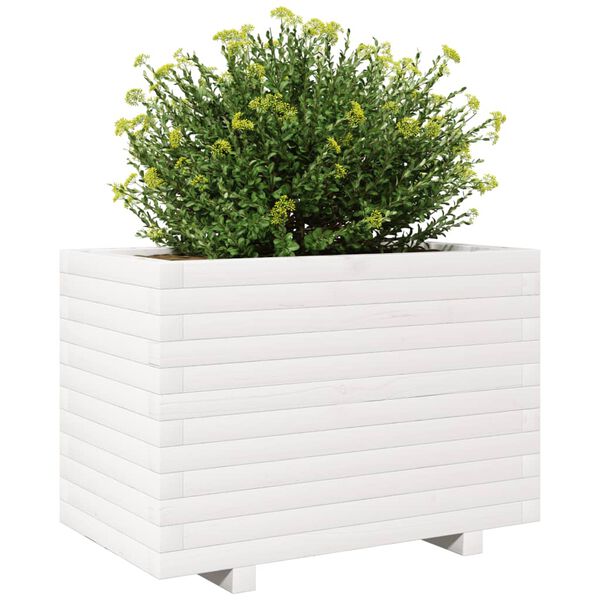 vidaXL Jardini&egrave;re blanc 70x40x49,5 cm bois de pin massif