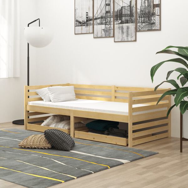 vidaXL Lit de jour sans matelas avec tiroirs 90x200 cm bois pin massif