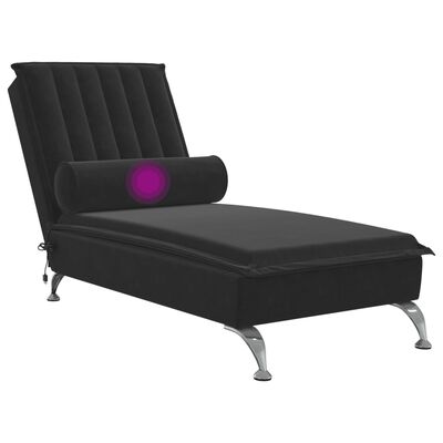 vidaXL Chaise longue de massage avec traversin noir velours