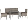 vidaXL Salon de jardin 4 pcs avec coussins Gris R&eacute;sine tress&eacute;e