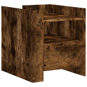 vidaXL Table de chevet ch&ecirc;ne fum&eacute; 45x50x50 cm bois d'ing&eacute;nierie