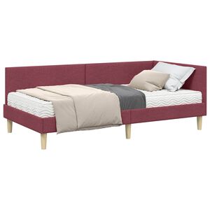 vidaXL Cadre de lit d'angle avec matelas Autre 2 pcs Gris tissu