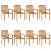 vidaXL Chaises de jardin empilables avec coussins lot de 8 Teck solide