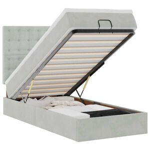 vidaXL Cadre de lit ottoman et matelas gris clair 100x200 cm velours