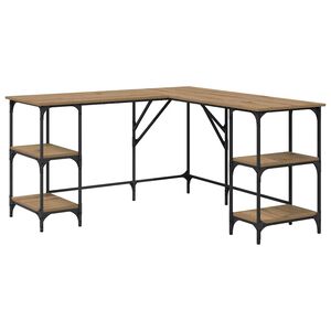 vidaXL Bureau Ch&ecirc;ne artisanal 139 x 139 x 75 cm Bois d'ing&eacute;nierie