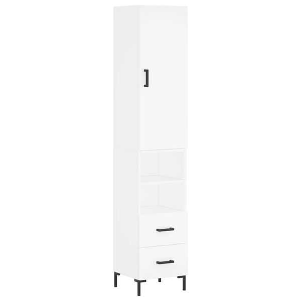 vidaXL Buffet haut Blanc 34,5x34x180 cm Bois d'ing&eacute;nierie
