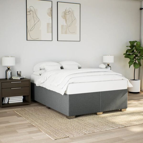 vidaXL Cadre de lit sans matelas gris fonc&eacute; 140x200 cm tissu