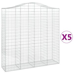 vidaXL Paniers &agrave; gabions arqu&eacute;s 5 pcs 200x50x200/220 cm Fer galvanis&eacute;