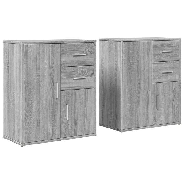 vidaXL Buffets 2 pcs sonoma gris 60x31x70 cm bois d'ing&eacute;nierie