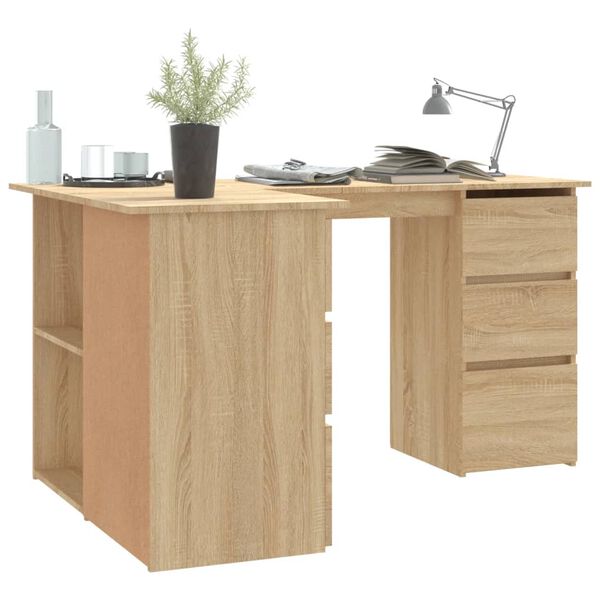 vidaXL Bureau d'angle Ch&ecirc;ne sonoma 145x100x76 cm Bois d'ing&eacute;nierie