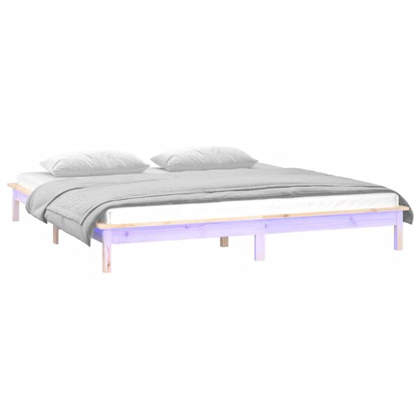 vidaXL Cadre de lit &agrave; LED sans matelas 120x200 cm bois massif