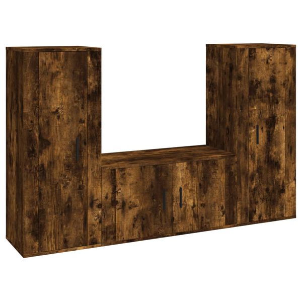 vidaXL Ensemble de meubles TV 3 pcs Ch&ecirc;ne fum&eacute; Bois d'ing&eacute;nierie