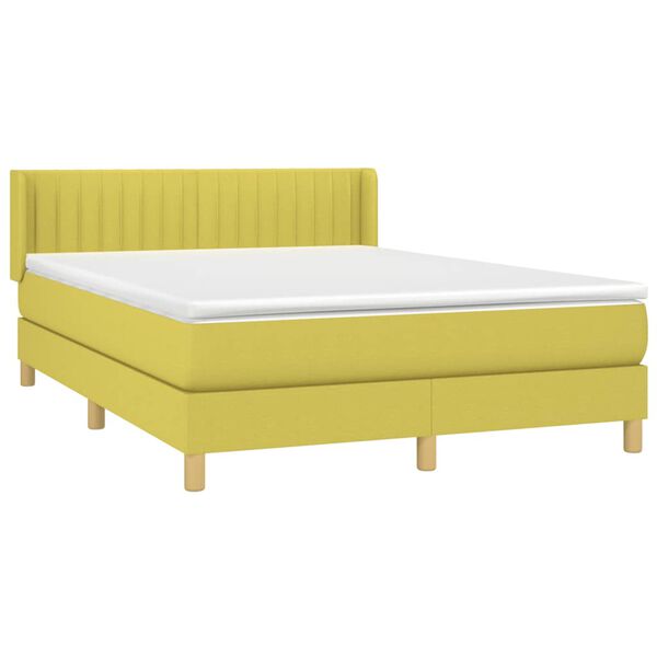 vidaXL Sommier &agrave; lattes de lit avec matelas Vert 140x190 cm Tissu