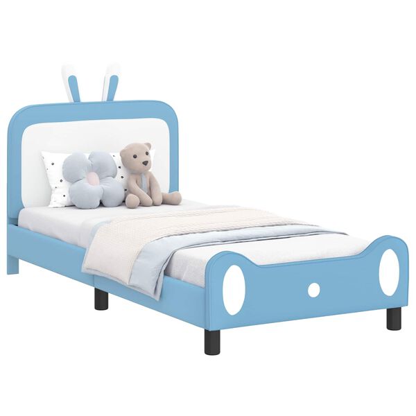 vidaXL Cadre de lit pour enfants avec t&ecirc;te de lit Bleu 90 x 200 cm PU