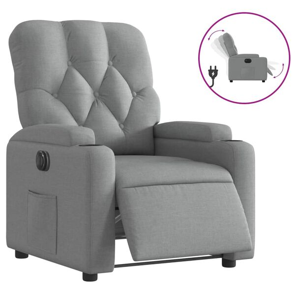 vidaXL Fauteuil inclinable &eacute;lectrique Gris clair Tissu