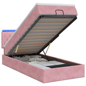 vidaXL Lit coffre avec matelas et LED Rose 80 x 200 cm Velours