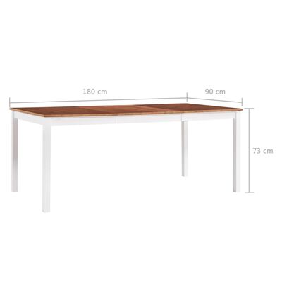 vidaXL Table à manger Blanc et marron 180x90x73 cm Bois de pin